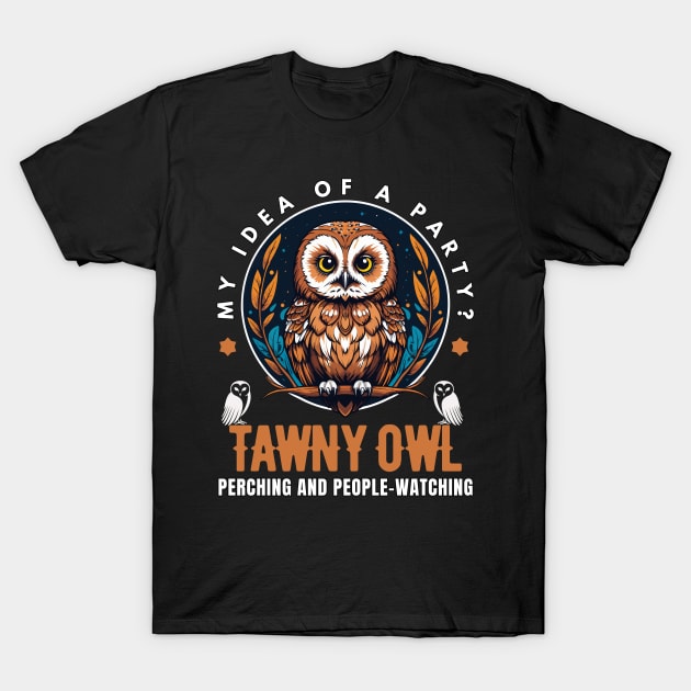 Tawny Owl Art T-Shirt by Pearsville